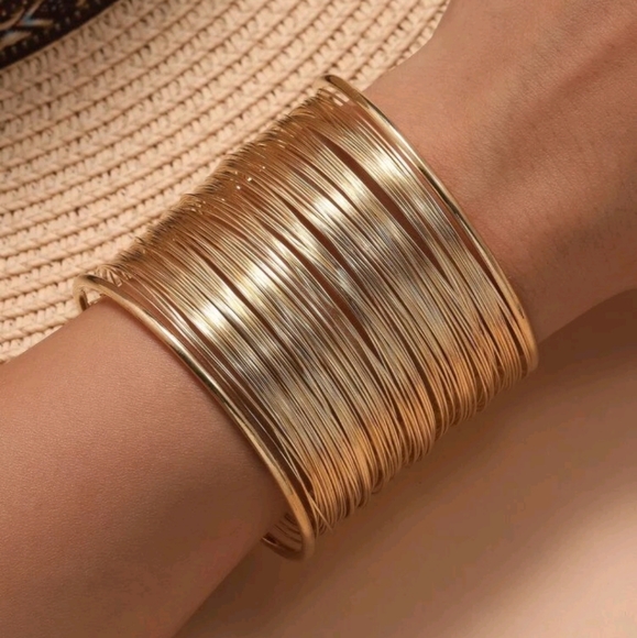 💖 2/$30 Women's Gold plated ethnic boho multi strands wide cuff wrist Bracelet - Picture 4 of 16
